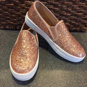 Fever Sole Glittery Rose Gold Slip-On Loafers ~NWOT